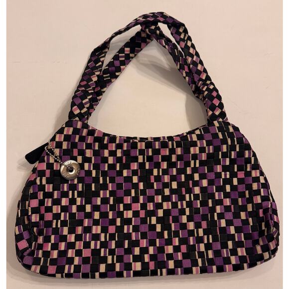 The Sak Purple Woven Shoulder Bag 2 Pocket w/ Bag Charm 13x7 - Picture 1 of 5